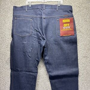River‎ City Jeans Mens Size 44x34 Blue Fleece Lined Denim Work Vintage USA Made